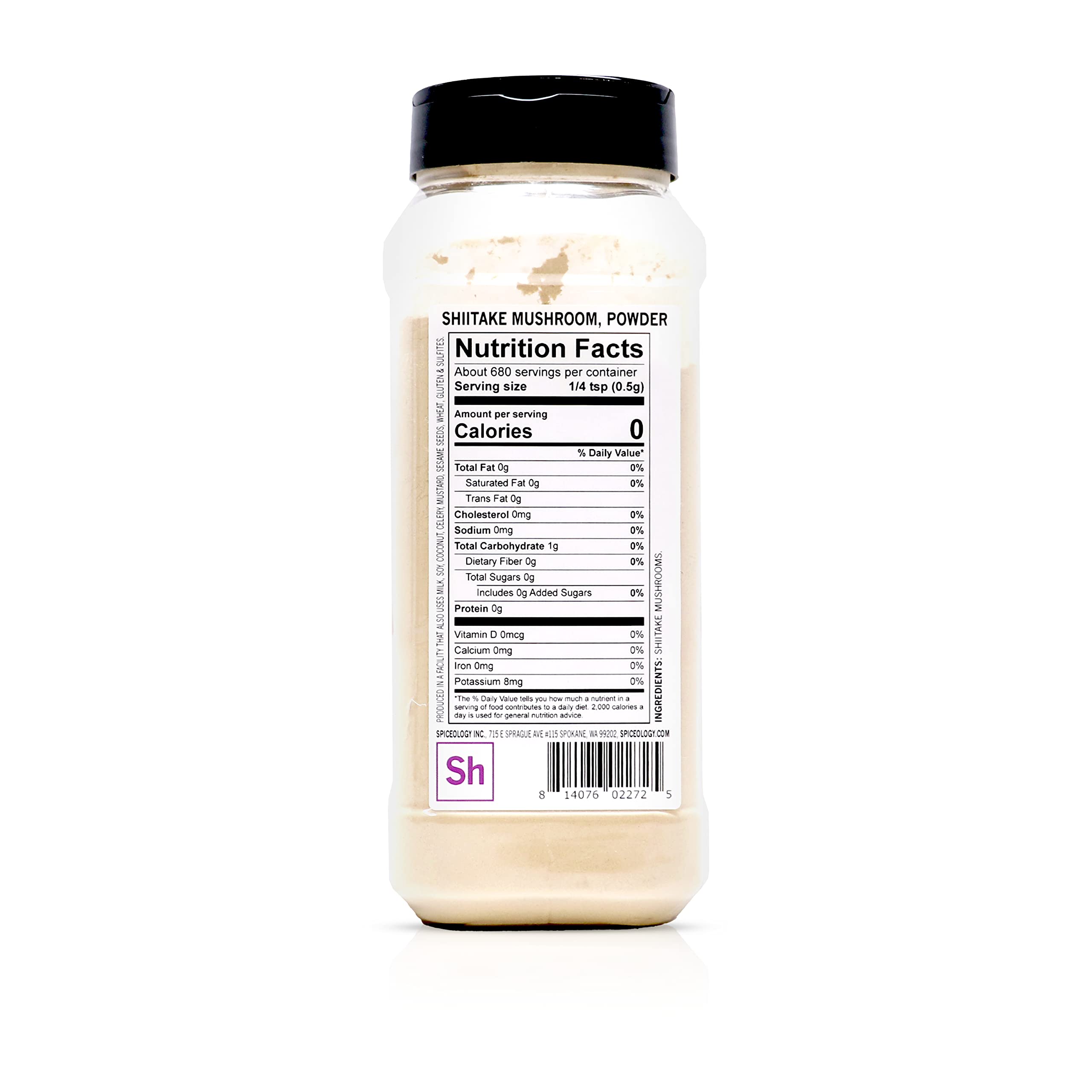 Spiceology Shiitake Mushroom Powder dried crumbs on a counter, ready to season.