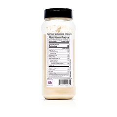 Spiceology Shiitake Mushroom Powder dried crumbs on a counter, ready to season.