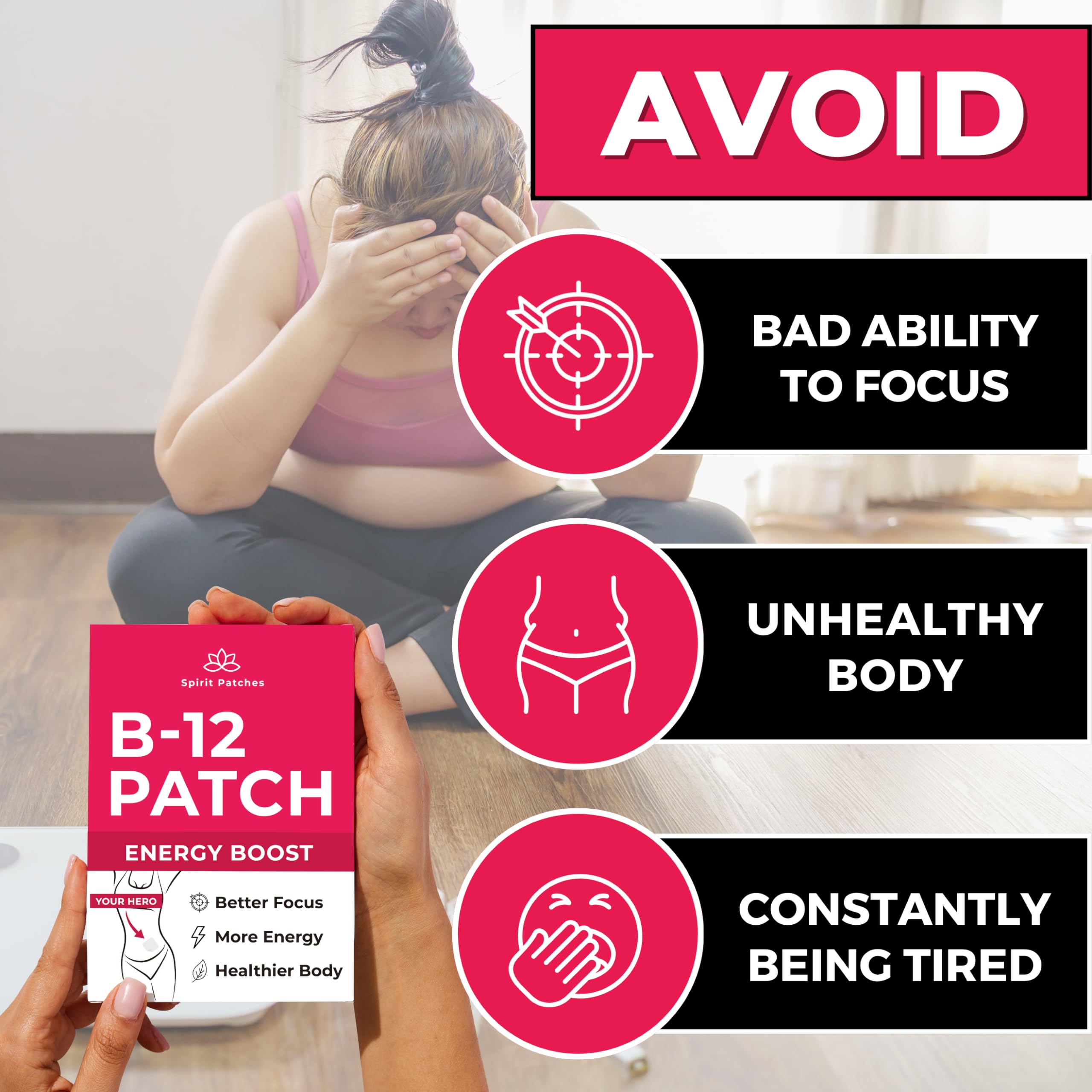 Spirit Patches B12 patch being applied to skin for focused energy