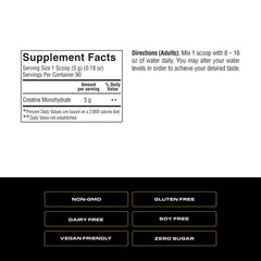 Spoken Nutrition Creatine Monohydrate packaging emphasizes purity with no added flavors for clean supplementation
