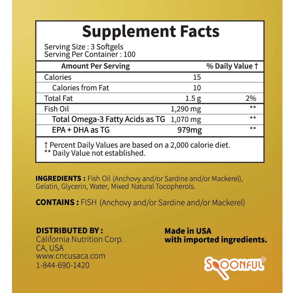 Spoonful Mini Omega 3 120 softgels pack suggests a long-lasting daily supply.