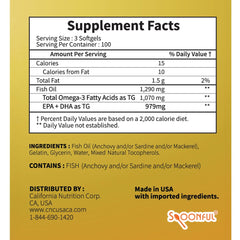 Spoonful Mini Omega 3 120 softgels pack suggests a long-lasting daily supply.
