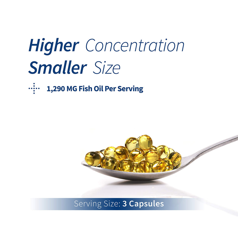 Spoonful Mini Omega 3 softgels closeup highlighting small size for easy swallowing.