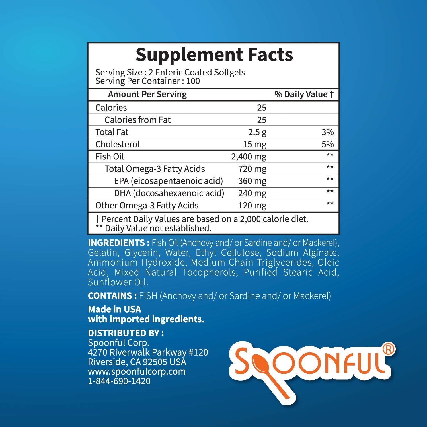 Spoonful Omega 3 made in USA stamp on packaging.