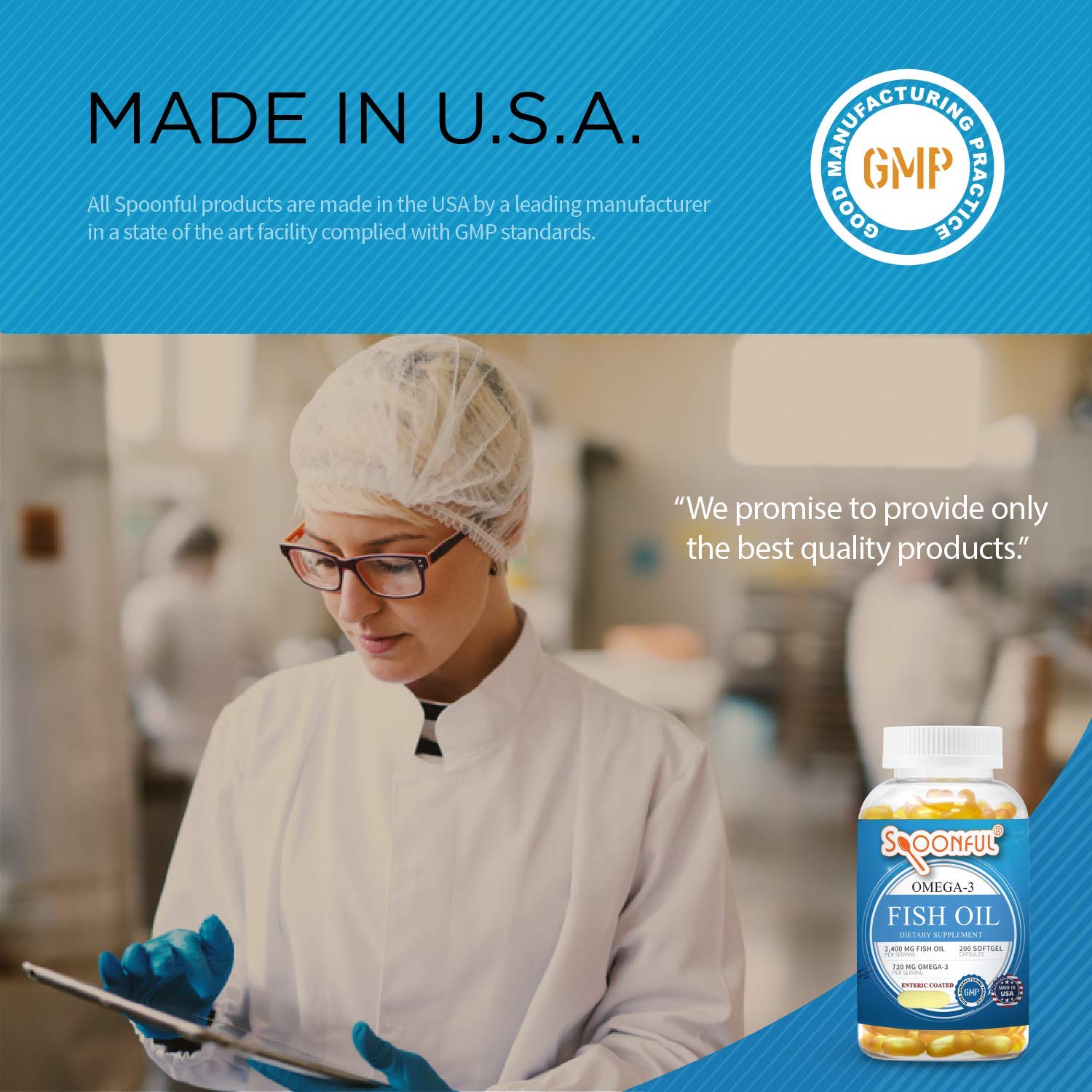 Spoonful Omega 3 wild-caught fish icon representing sustainable sourcing.