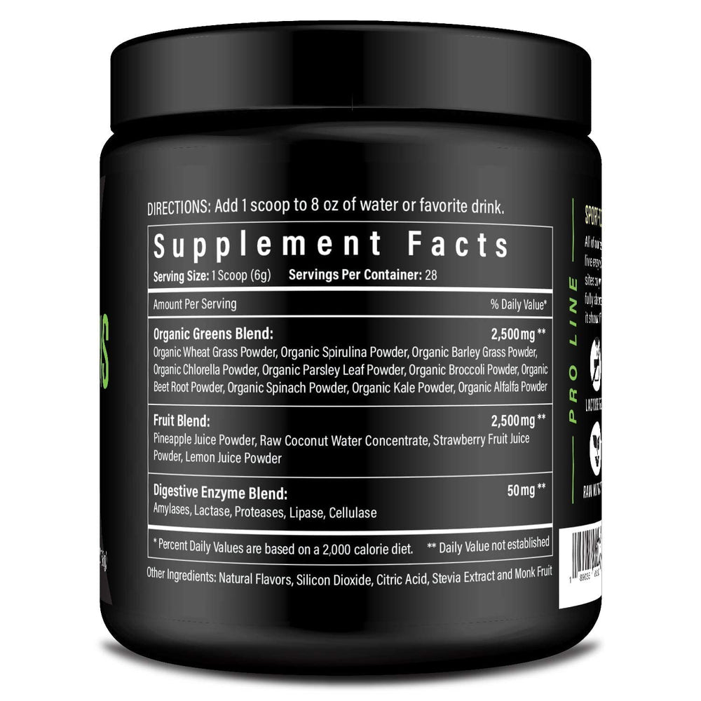 Sport Formula 99 organic greens powder being stirred into water for a light sip.