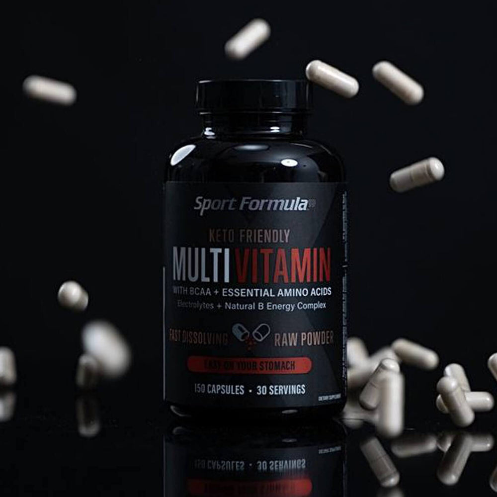Sport Formula 99 glass with water suggests refreshing liquid vitamin experience