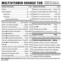 Sport Formula 99 Orange Burst label close-up reveals ingredients and nutrition.