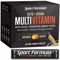 Sport Formula 99 orange mix packets ideal for on-the-go vegan daily vitamins.