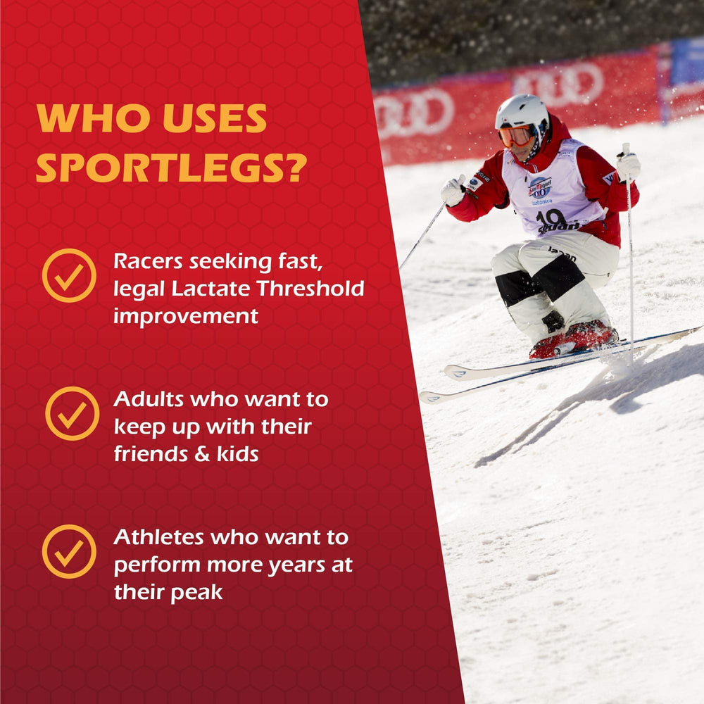 SPORTLEGS label close-up highlighting vegan formula and key ingredients.