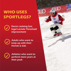 SPORTLEGS label close-up highlighting vegan formula and key ingredients.