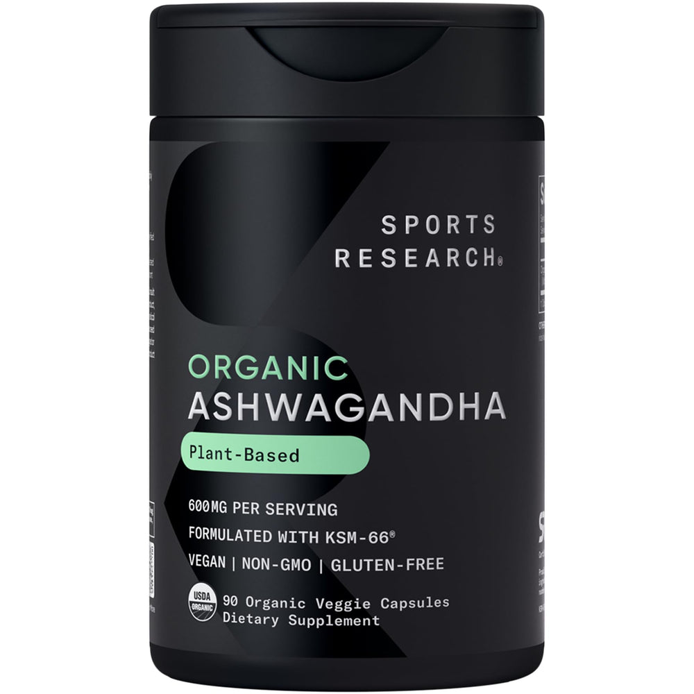 Sports Research Ashwagandha KSM-66 bottle front highlighting calm support