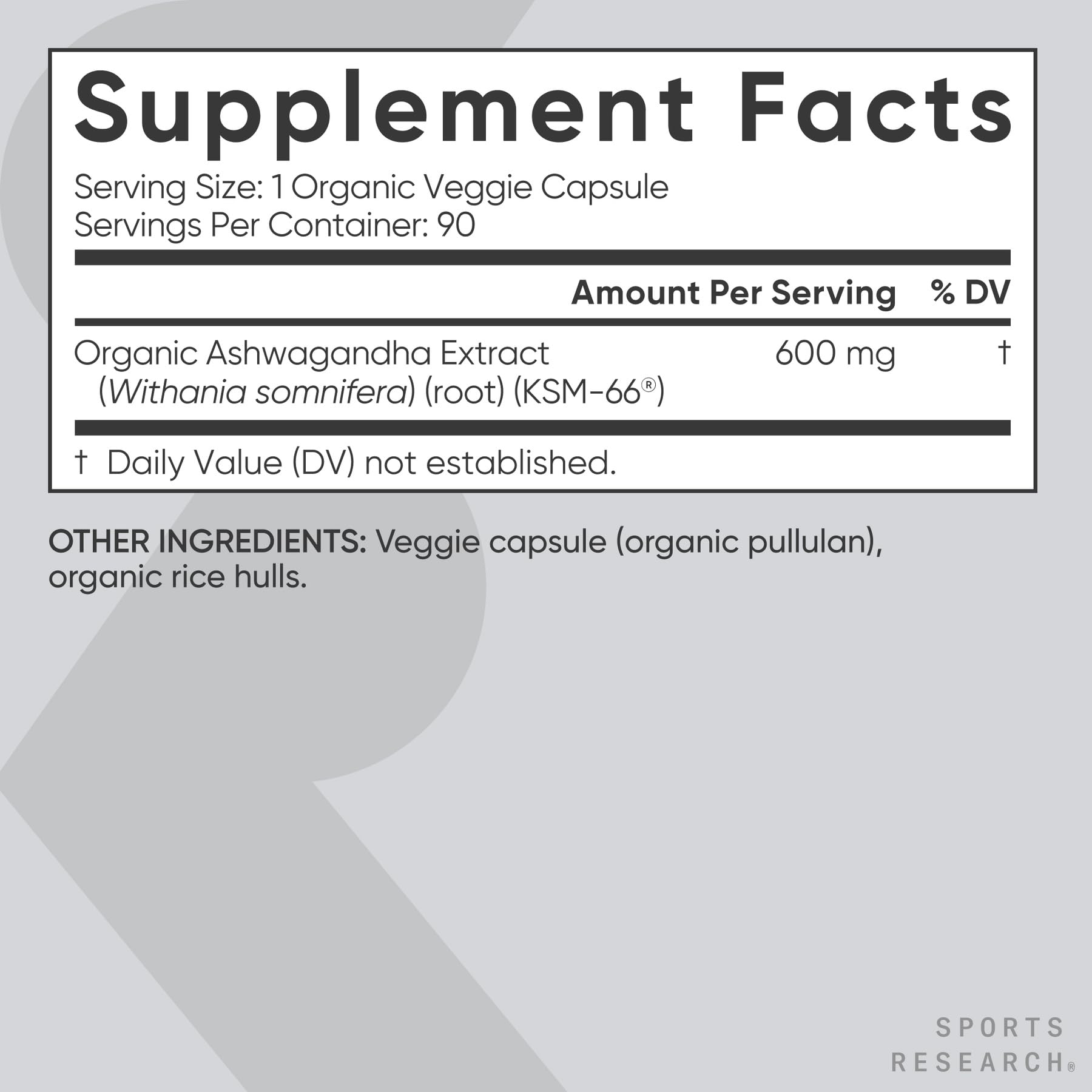 Sports Research Ashwagandha bottle on shelf in a bright kitchen setting