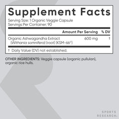Sports Research Ashwagandha bottle on shelf in a bright kitchen setting