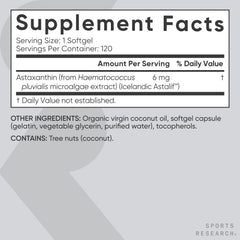 Sports Research Astaxanthin softgel with coconut oil for absorption.