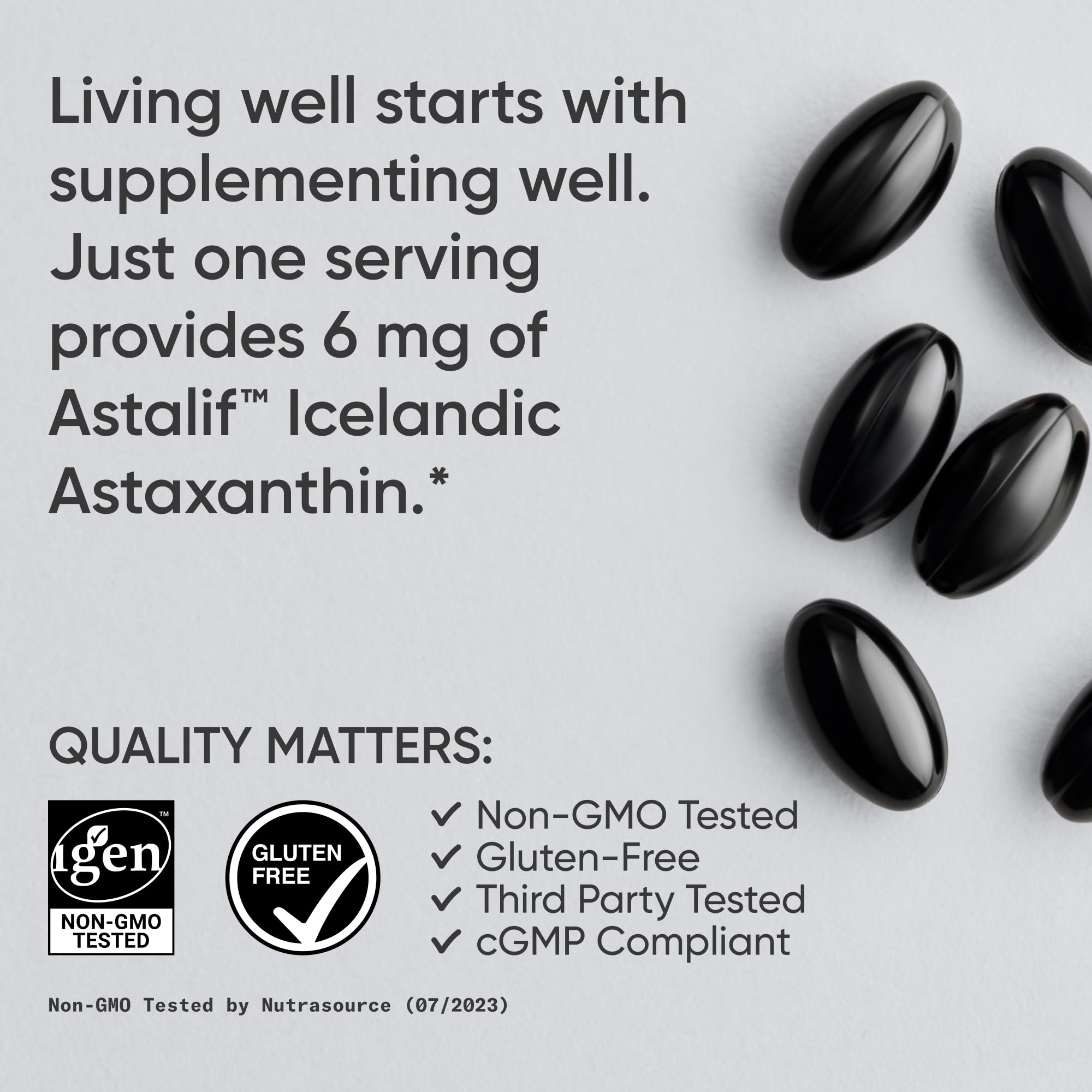 Sports Research Astaxanthin label closeup shows Astalif microalgae origin.
