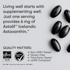 Sports Research Astaxanthin label closeup shows Astalif microalgae origin.