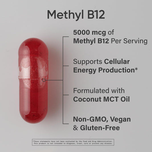 Sports Research B12 liquid capsule pour for easy daily energy support.