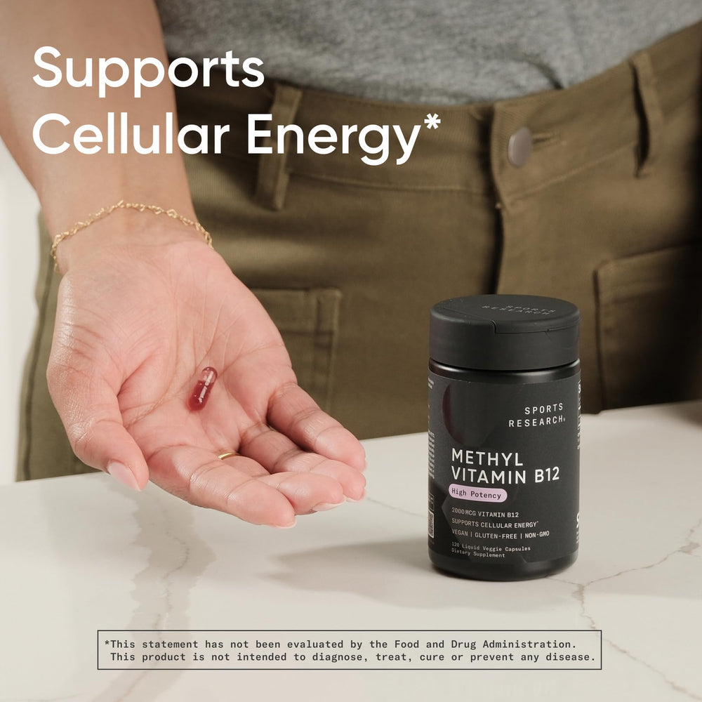 Sports Research B12 coconut oil ingredient shot supports absorption.