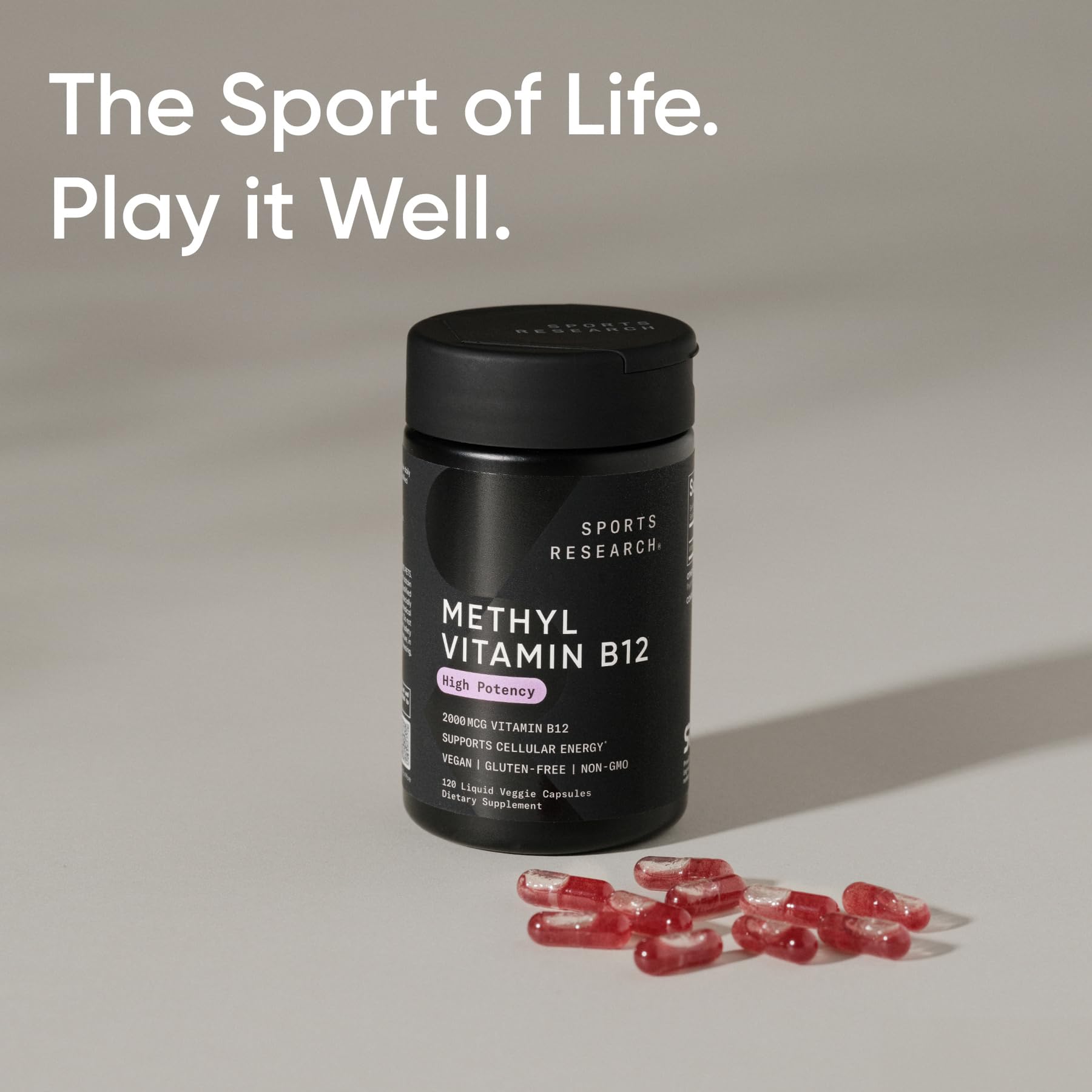Sports Research B12 gluten-free mark indicates allergen-friendly option.