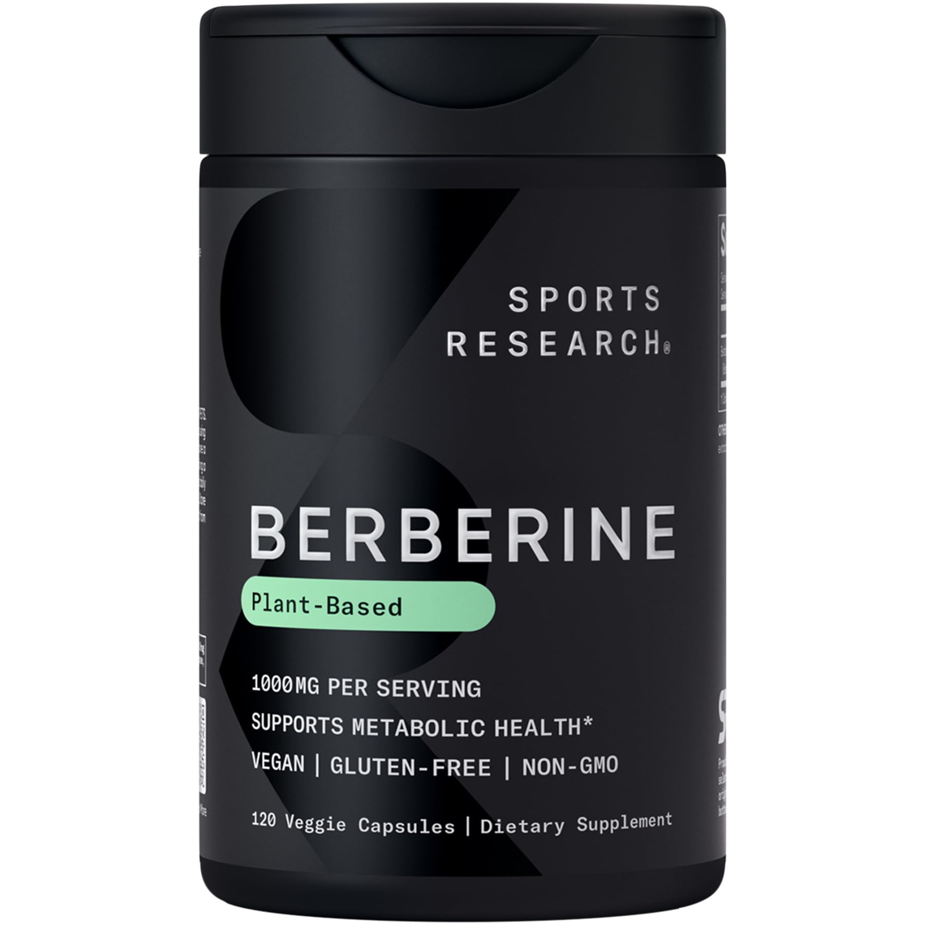 Sports Research Berberine 1000mg bottle front view for daily metabolic support