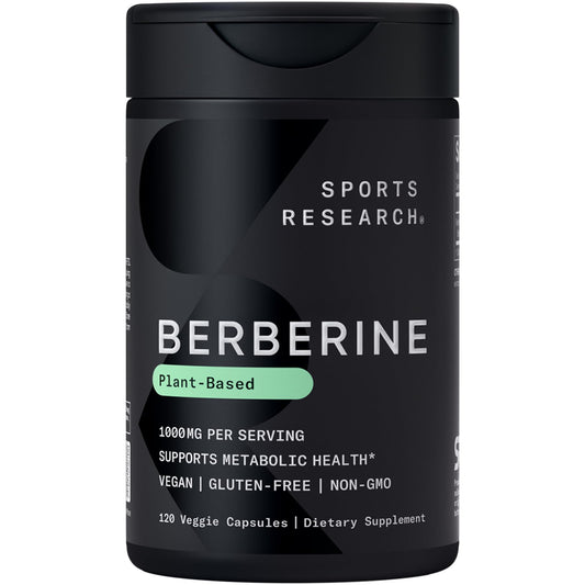 Sports Research Berberine 1000mg bottle front view for daily metabolic support