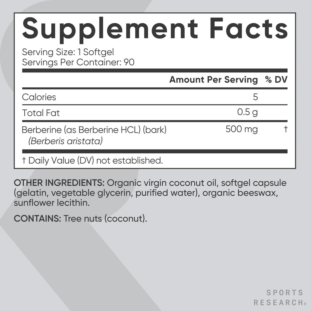 Berberine bottle interior view shows 90 softgels for ongoing use.