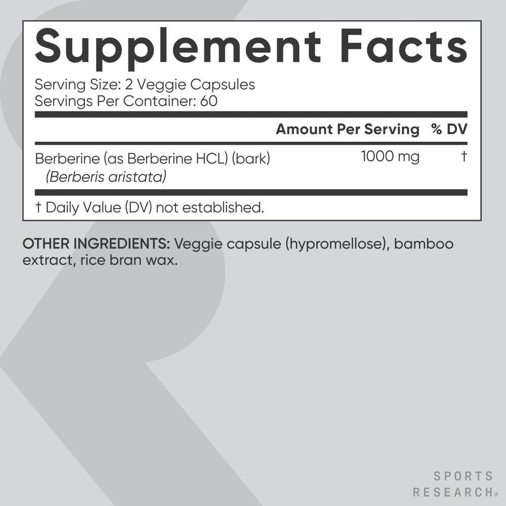 Sports Research Berberine packaging on store shelf in a natural setting