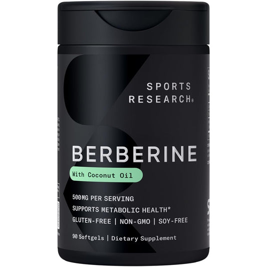 Sports Research Berberine softgel bottle for daily metabolic support.