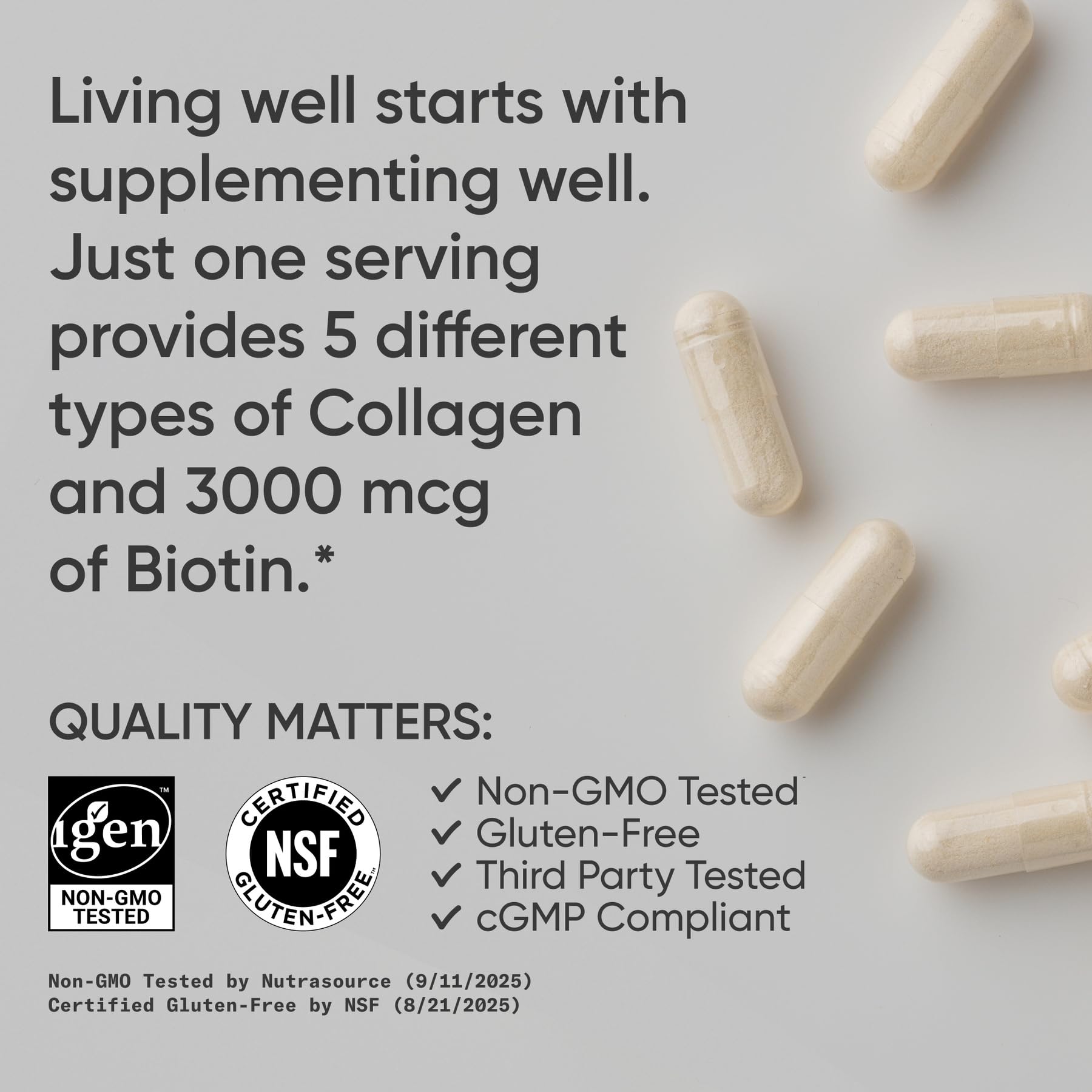Sports Research Biotin-Infused Collagen label detail highlighting biotin and collagen blend