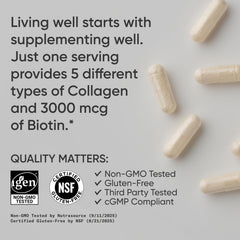 Sports Research Biotin-Infused Collagen label detail highlighting biotin and collagen blend