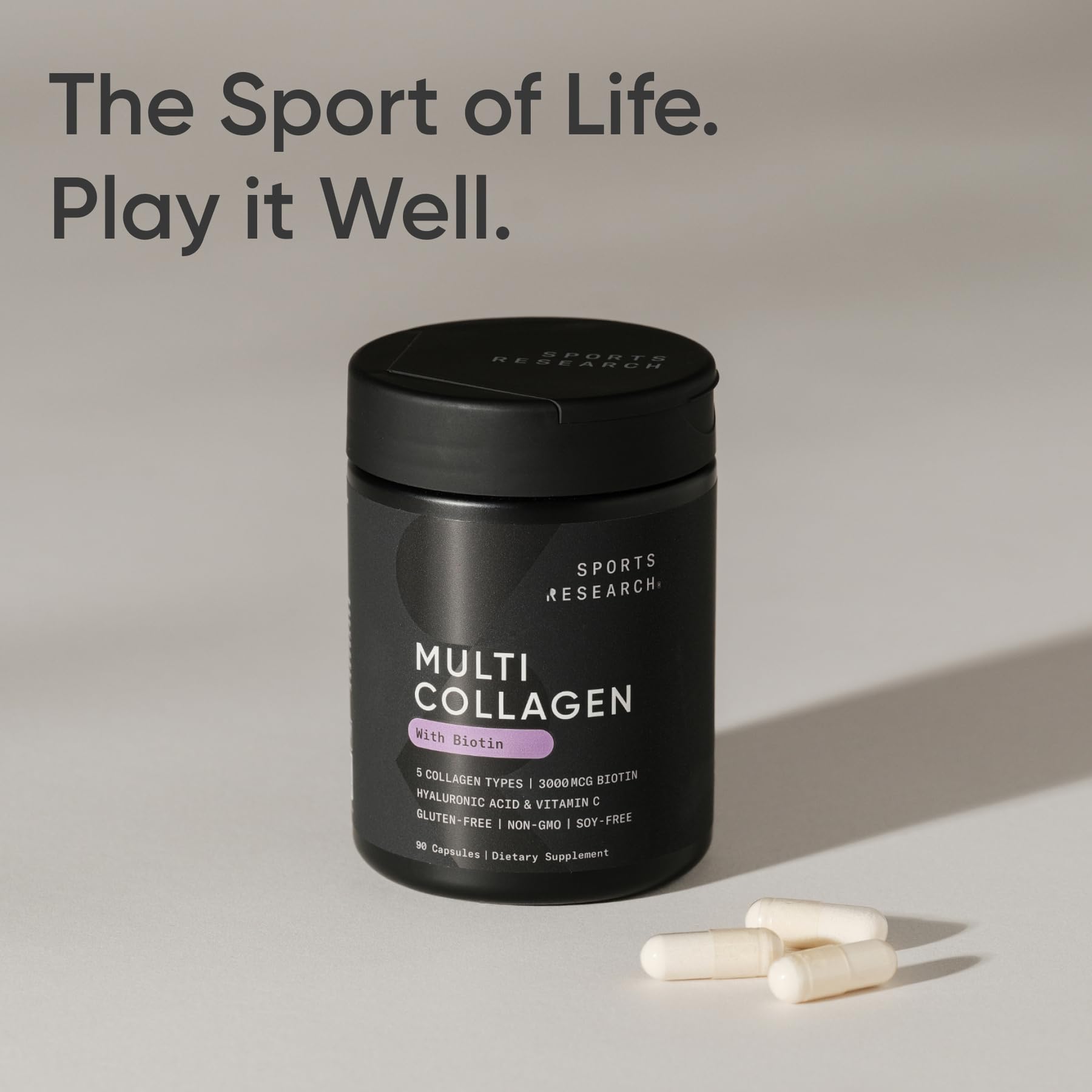 Sports Research Biotin-Infused Collagen usage scene suggesting a simple daily routine