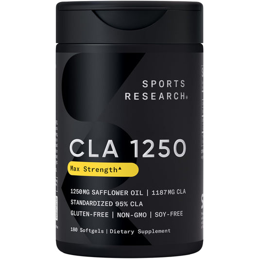 Sports Research CLA 1250mg bottle supports daily exercise routines