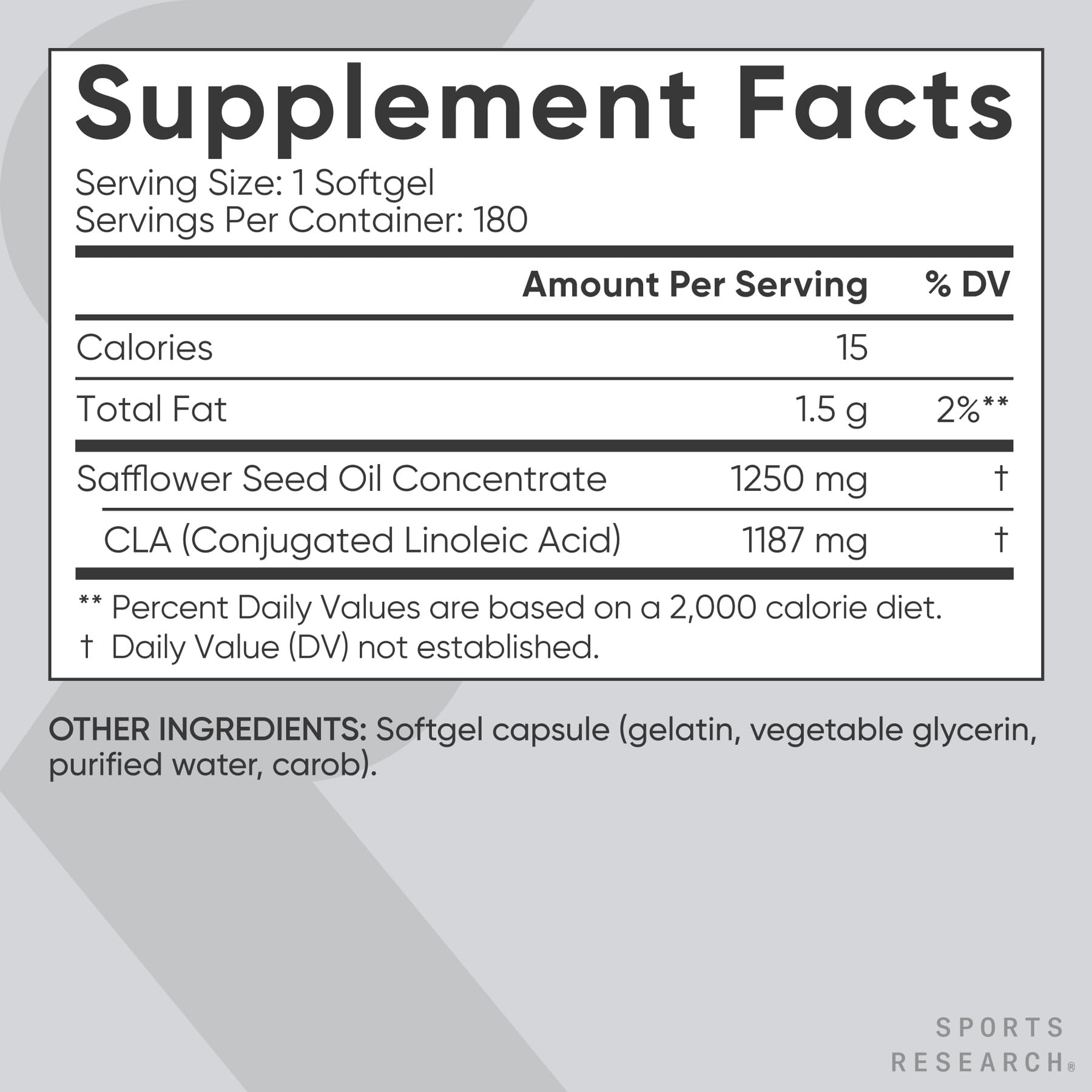 Sports Research CLA manufactured in USA with cgmp facilities for quality control