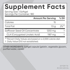 Sports Research CLA manufactured in USA with cgmp facilities for quality control