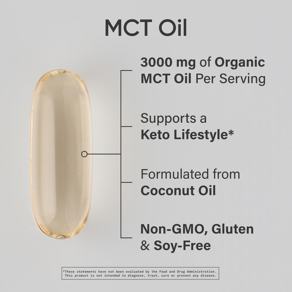 Sports Research Coconut MCT Oil softgel capsules arranged for easy daily use.