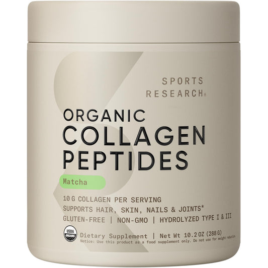 Sports Research Collagen Matcha bottle pour for a daily wellness ritual