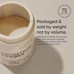 Sports Research colostrum powder label emphasizing non-GMO and gluten-free features