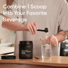 Sports Research Creatine Monohydrate bottle label highlighting vegan, gluten-free, and quality testing.