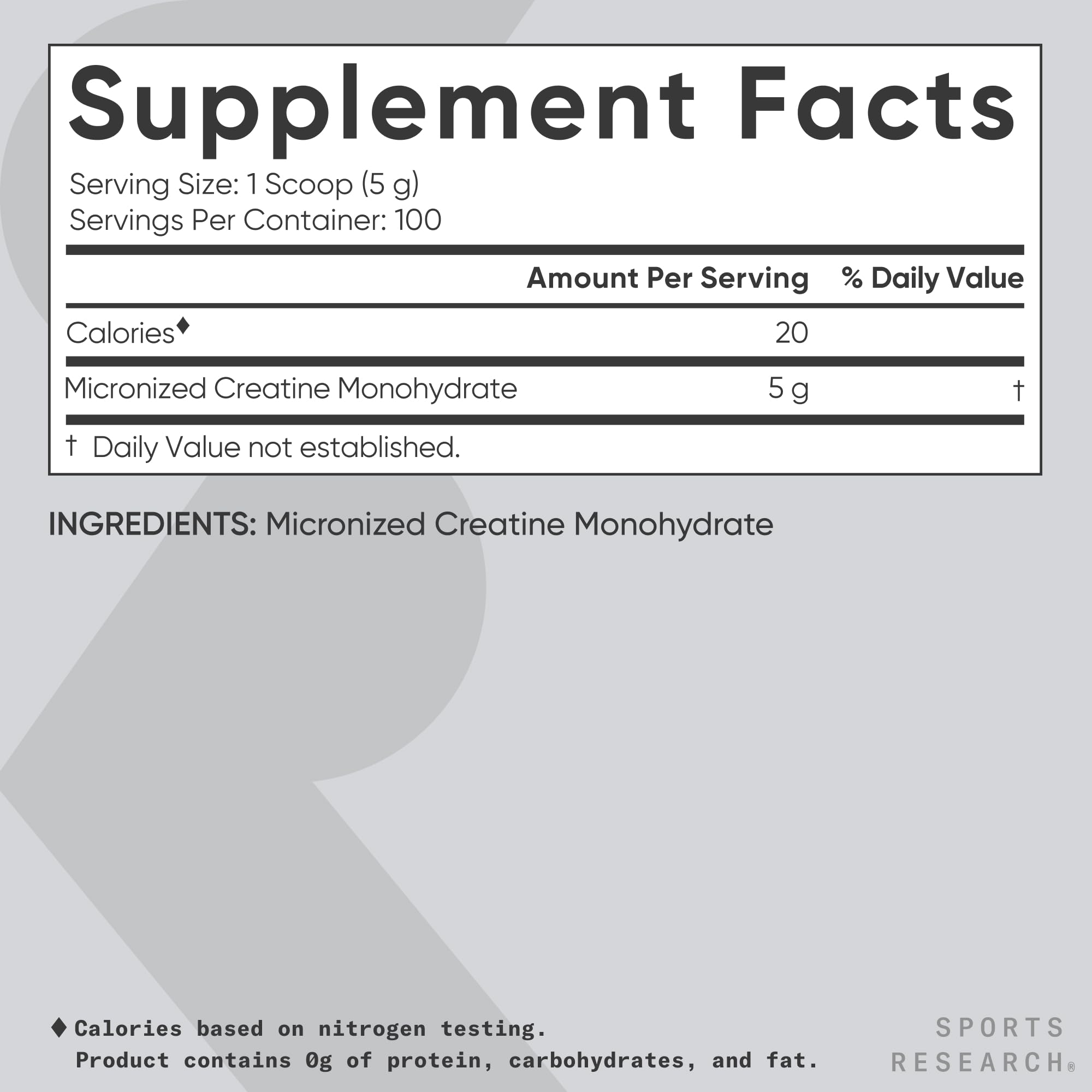 Sports Research micronized creatine powder dissolves smoothly in cold liquids.
