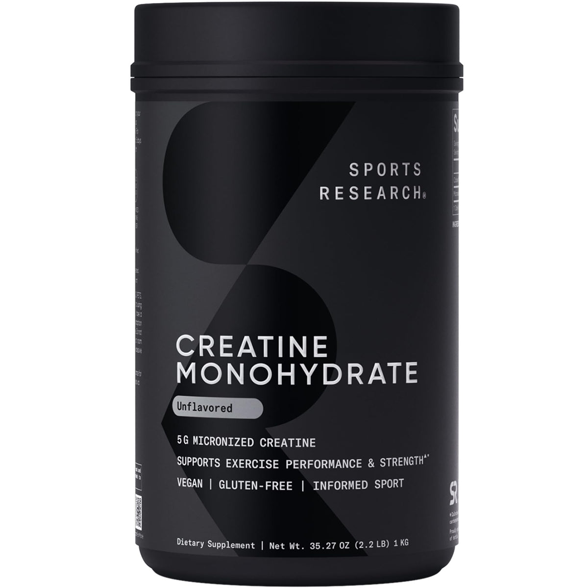 Sports Research Creatine Monohydrate powder in a jar ready for smooth mixing and lean muscle support.