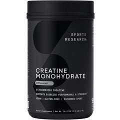Sports Research Creatine Monohydrate powder in a jar ready for smooth mixing and lean muscle support.