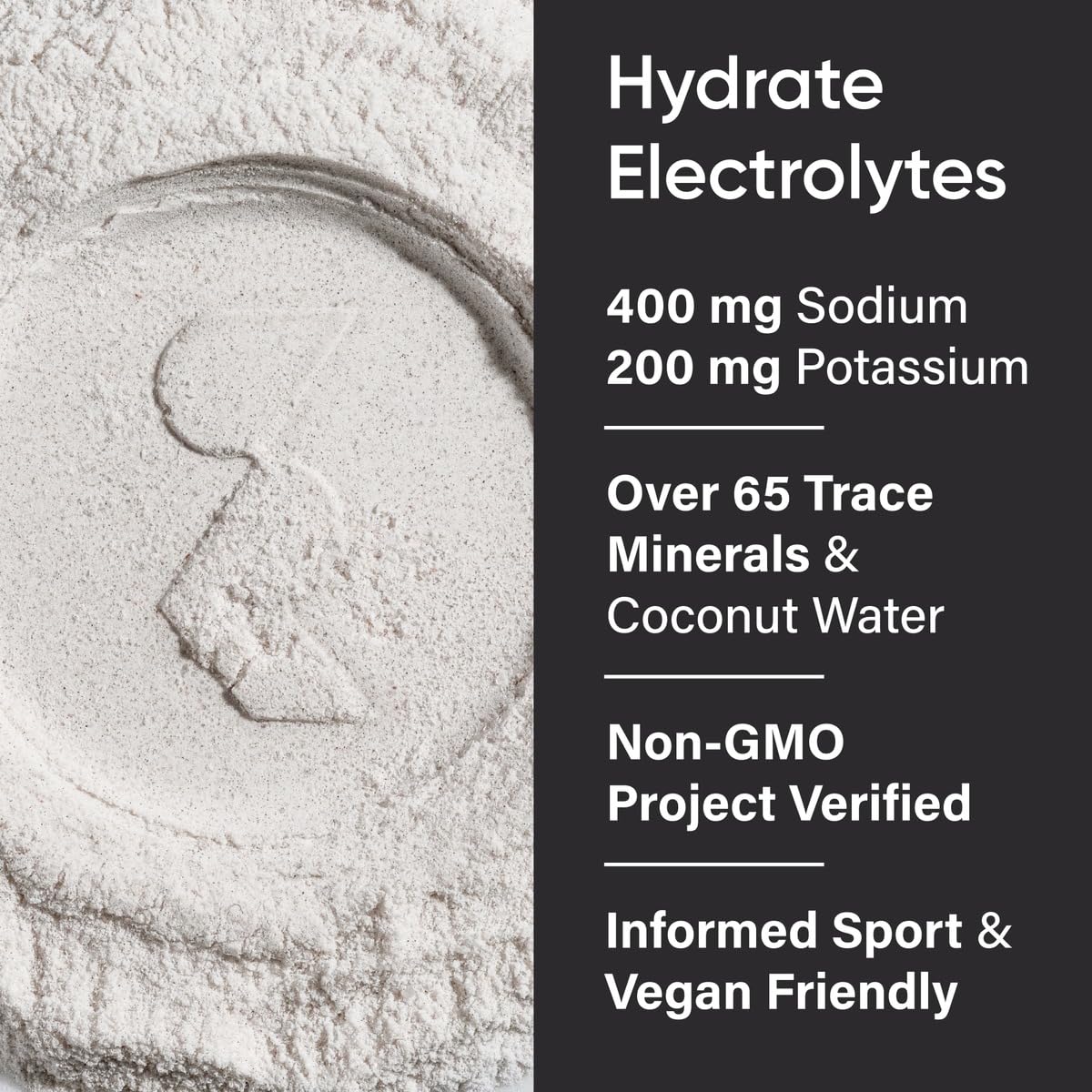 Sports Research Hydrate Powder poured into a glass showing cherry pomegranate flavor