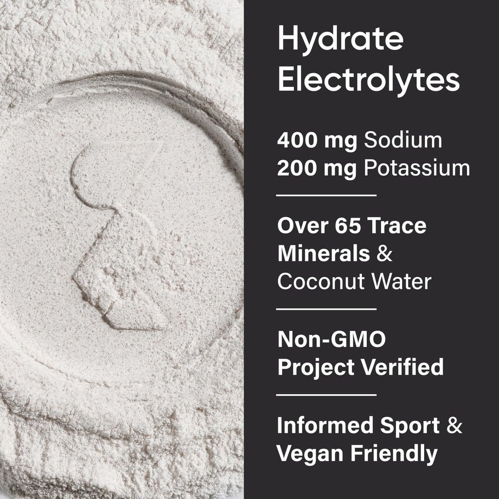 Sports Research Hydrate Powder poured into a glass showing cherry pomegranate flavor