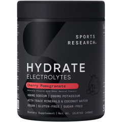 Sports Research Hydrate Powder packaging highlights sugar-free formula for hydration