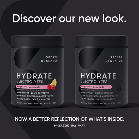 Sports Research Hydrate powder scoop in use for quick hydration while exercising.