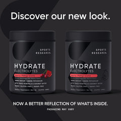Scoop of Sports Research Hydrate Powder dissolving in water for quick hydration