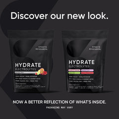 Sports Research Hydrate Raspberry Lemonade packet delivers naturally flavored electrolyte support.