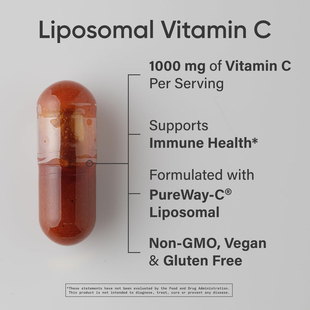 Sports Research liposomal Vitamin C bottle back showing dosage and ingredients for daily use.