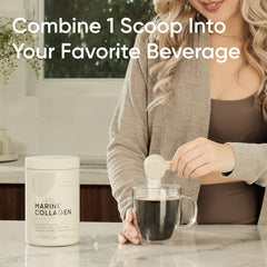 Sports Research Marine Collagen Peptides dissolving in water for easy beverage mix.